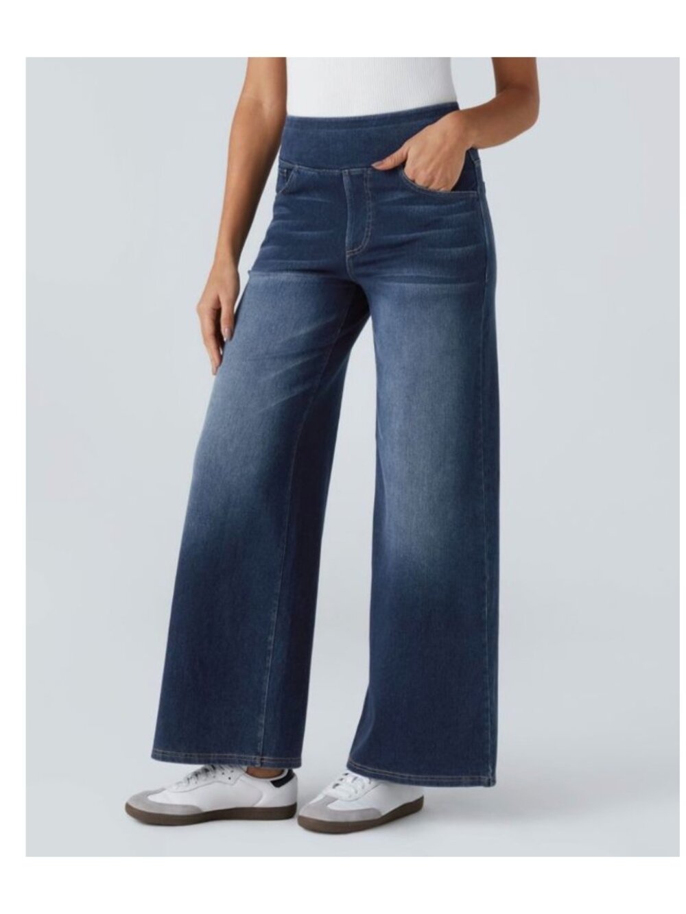 Halara S Wide Leg High Waist Jeans Dark Wash Denim Size S Regular